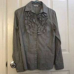 Ruffle stripe button up blouse